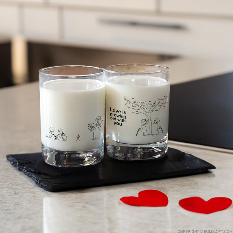 BoldLoft Grow Old with You Couple Drinking Glasses â€“ His and Hers Gifts for Couples, Anniversary, Wedding, Engagement, Boyfriend, Girlfriend, Husband, Wife, Romantic Home Decor Keepsake - Image 3